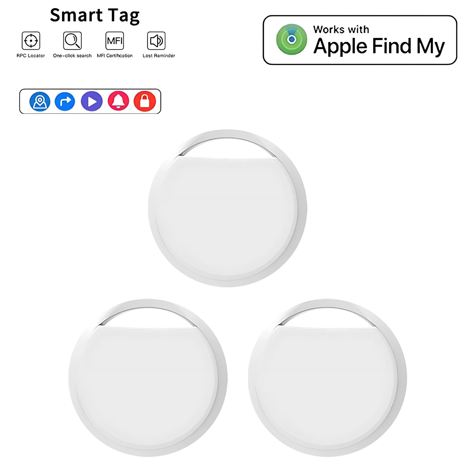 Smart Bluetooth Mini GPS Tracker Work With Find My APP ITag Anti Lost Reminder Device MFI Rated Locator Car Key Pet Kids Finder