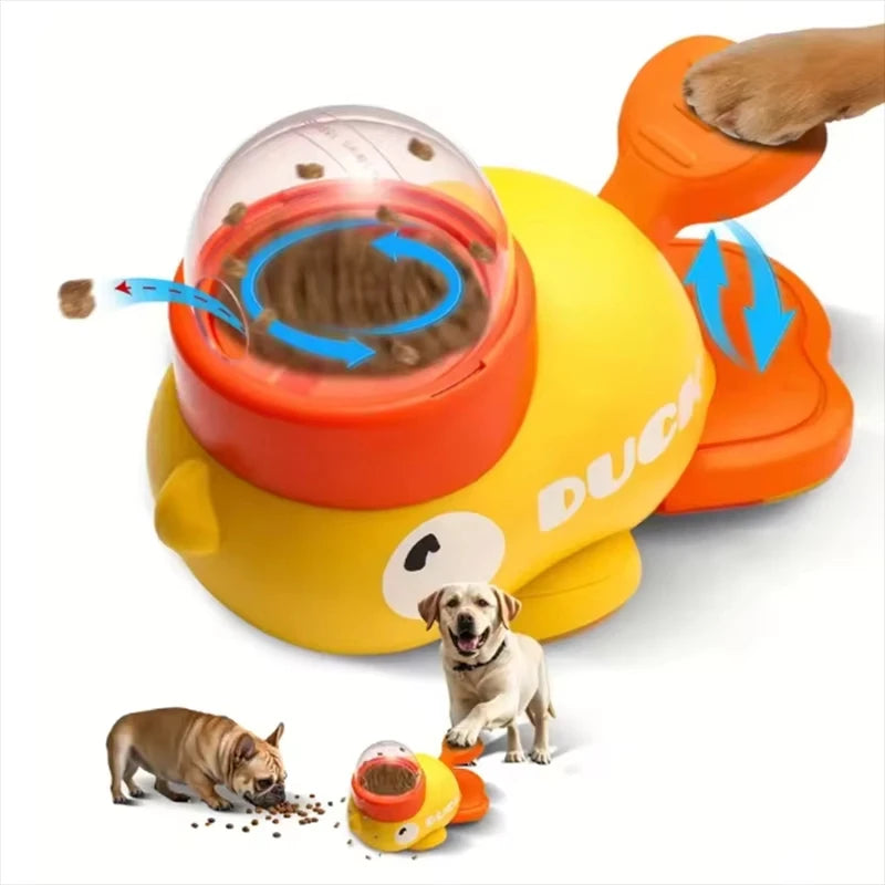 Pet rubber duck cat toy, self-entertaining cat teaser, freeze-dried treat dispenser, automatic feeder